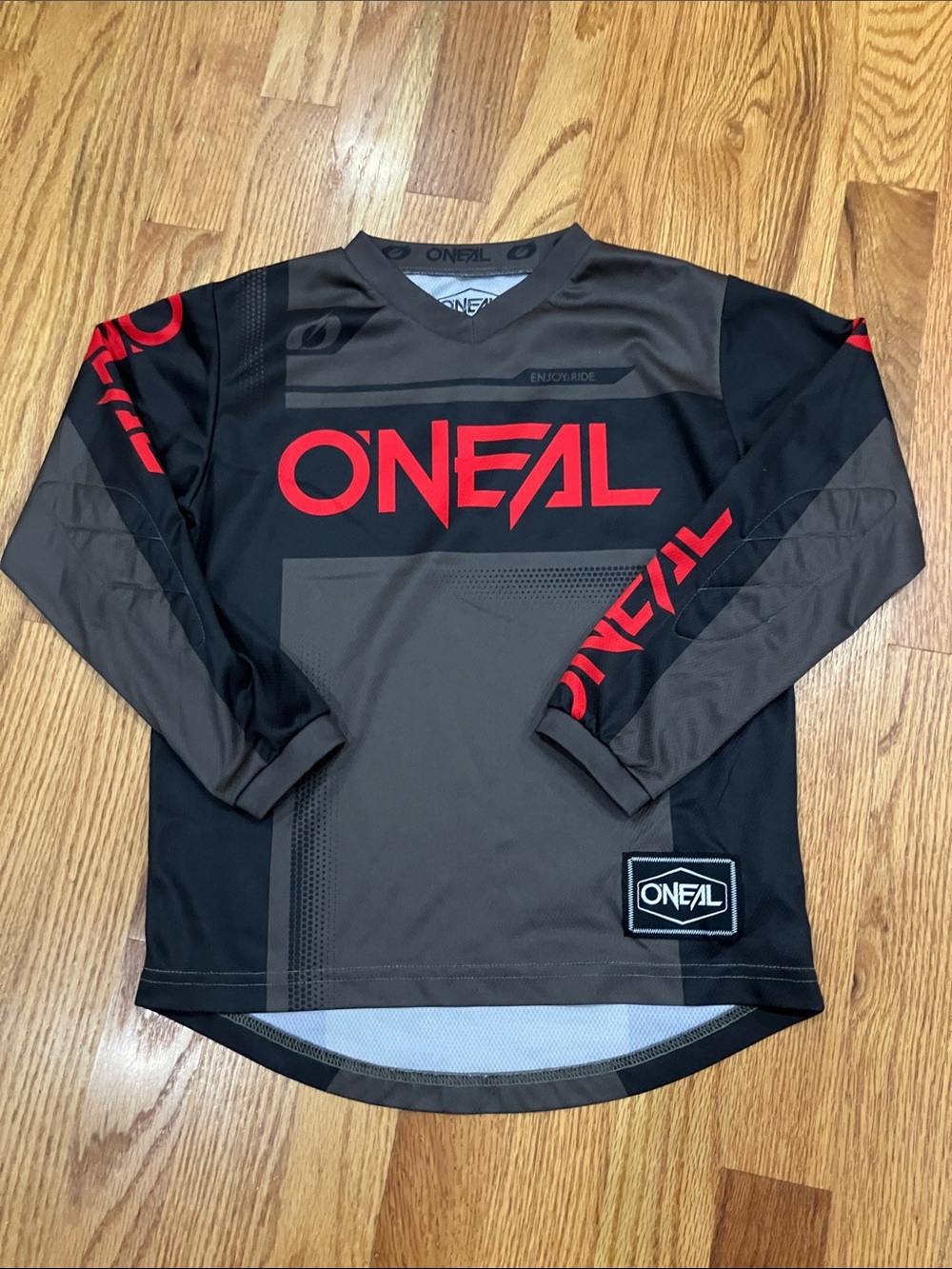 O'Neal Kids' Long Sleeve Black & Red MTB Jersey Sz S(8) EUC